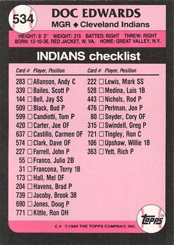 1989 Topps - Collector's Edition (Tiffany) #534 Doc Edwards Back