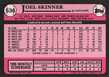 1989 Topps - Collector's Edition (Tiffany) #536 Joel Skinner Back