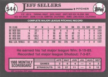 1989 Topps - Collector's Edition (Tiffany) #544 Jeff Sellers Back