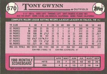 1989 Topps - Collector's Edition (Tiffany) #570 Tony Gwynn Back