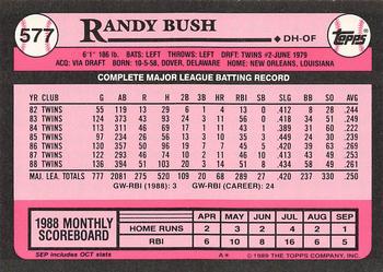 1989 Topps - Collector's Edition (Tiffany) #577 Randy Bush Back