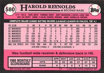 1989 Topps - Collector's Edition (Tiffany) #580 Harold Reynolds Back