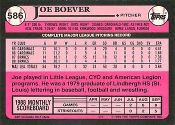 1989 Topps - Collector's Edition (Tiffany) #586 Joe Boever Back
