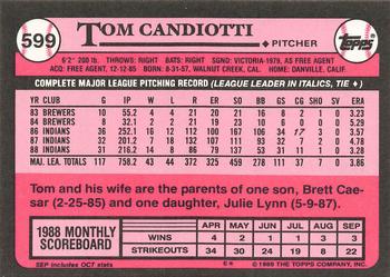 1989 Topps - Collector's Edition (Tiffany) #599 Tom Candiotti Back