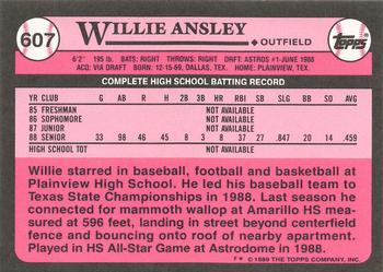1989 Topps - Collector's Edition (Tiffany) #607 Willie Ansley Back