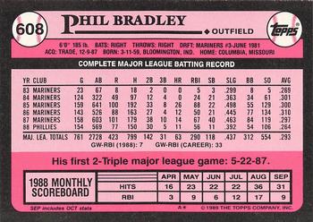 1989 Topps - Collector's Edition (Tiffany) #608 Phil Bradley Back