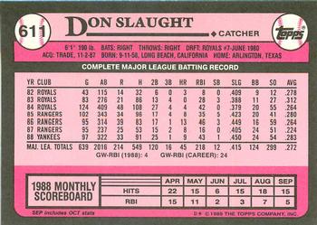 1989 Topps - Collector's Edition (Tiffany) #611 Don Slaught Back