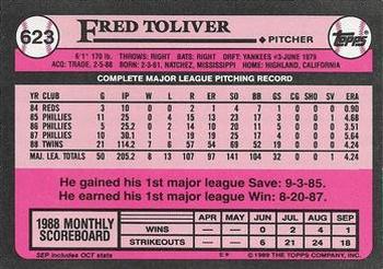 1989 Topps - Collector's Edition (Tiffany) #623 Fred Toliver Back