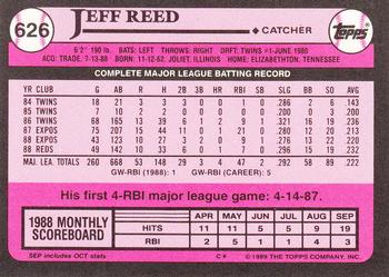1989 Topps - Collector's Edition (Tiffany) #626 Jeff Reed Back