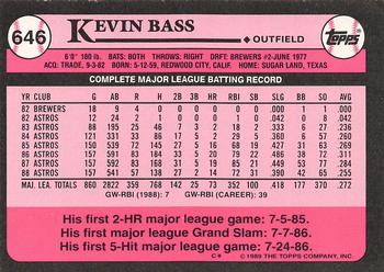 1989 Topps - Collector's Edition (Tiffany) #646 Kevin Bass Back