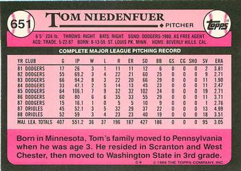 1989 Topps - Collector's Edition (Tiffany) #651 Tom Niedenfuer Back