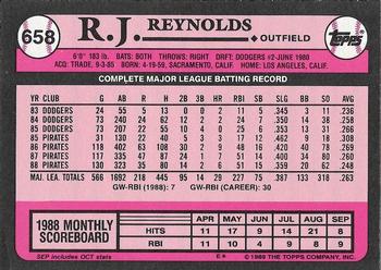 1989 Topps - Collector's Edition (Tiffany) #658 R.J. Reynolds Back