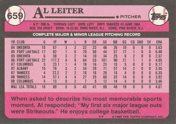 1989 Topps - Collector's Edition (Tiffany) #659 Al Leiter Back