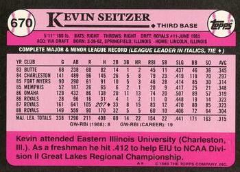 1989 Topps - Collector's Edition (Tiffany) #670 Kevin Seitzer Back