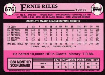 1989 Topps - Collector's Edition (Tiffany) #676 Ernie Riles Back