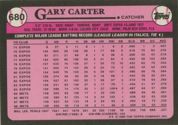 1989 Topps - Collector's Edition (Tiffany) #680 Gary Carter Back