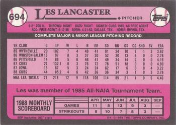 1989 Topps - Collector's Edition (Tiffany) #694 Les Lancaster Back