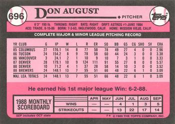 1989 Topps - Collector's Edition (Tiffany) #696 Don August Back