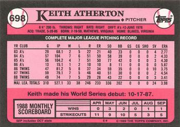1989 Topps - Collector's Edition (Tiffany) #698 Keith Atherton Back