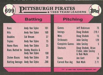 1989 Topps - Collector's Edition (Tiffany) #699 Pirates Leaders Back