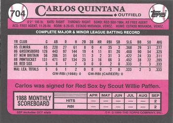 1989 Topps - Collector's Edition (Tiffany) #704 Carlos Quintana Back