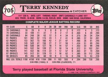 1989 Topps - Collector's Edition (Tiffany) #705 Terry Kennedy Back