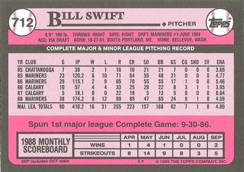 1989 Topps - Collector's Edition (Tiffany) #712 Bill Swift Back
