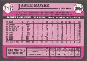 1989 Topps - Collector's Edition (Tiffany) #717 Jamie Moyer Back