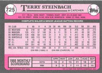 1989 Topps - Collector's Edition (Tiffany) #725 Terry Steinbach Back