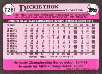 1989 Topps - Collector's Edition (Tiffany) #726 Dickie Thon Back