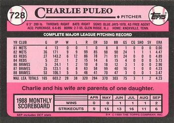 1989 Topps - Collector's Edition (Tiffany) #728 Charlie Puleo Back
