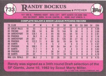 1989 Topps - Collector's Edition (Tiffany) #733 Randy Bockus Back