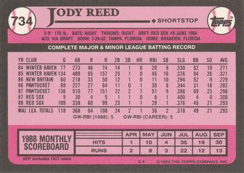 1989 Topps - Collector's Edition (Tiffany) #734 Jody Reed Back