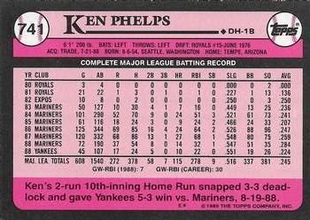 1989 Topps - Collector's Edition (Tiffany) #741 Ken Phelps Back