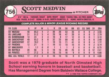 1989 Topps - Collector's Edition (Tiffany) #756 Scott Medvin Back