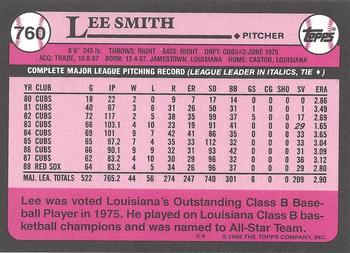 1989 Topps - Collector's Edition (Tiffany) #760 Lee Smith Back