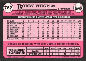 1989 Topps - Collector's Edition (Tiffany) #762 Bobby Thigpen Back