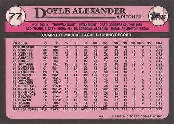 1989 Topps - Collector's Edition (Tiffany) #77 Doyle Alexander Back
