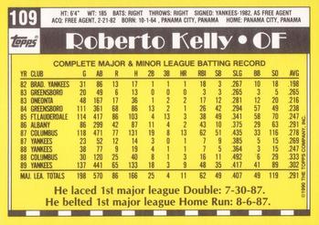 1990 Topps - Collector's Edition (Tiffany) #109 Roberto Kelly Back