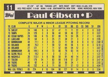 1990 Topps - Collector's Edition (Tiffany) #11 Paul Gibson Back