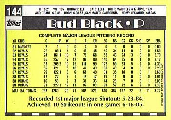 1990 Topps - Collector's Edition (Tiffany) #144 Bud Black Back