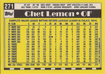 1990 Topps - Collector's Edition (Tiffany) #271 Chet Lemon Back