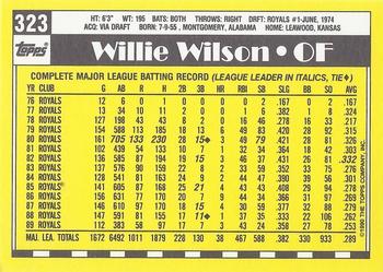 1990 Topps - Collector's Edition (Tiffany) #323 Willie Wilson Back