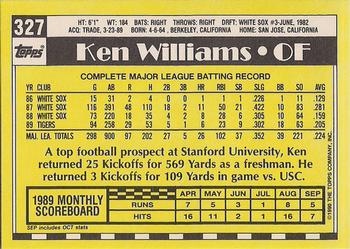 1990 Topps - Collector's Edition (Tiffany) #327 Ken Williams Back