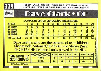 1990 Topps - Collector's Edition (Tiffany) #339 Dave Clark Back