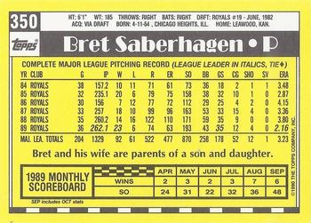 1990 Topps - Collector's Edition (Tiffany) #350 Bret Saberhagen Back