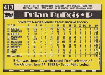 1990 Topps - Collector's Edition (Tiffany) #413 Brian DuBois Back