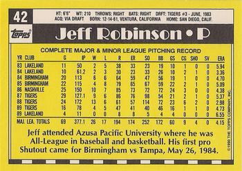 1990 Topps - Collector's Edition (Tiffany) #42 Jeff Robinson Back