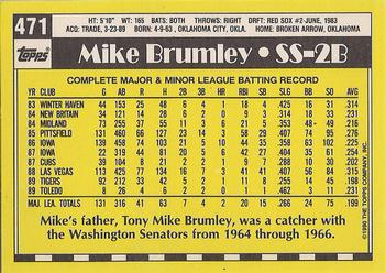 1990 Topps - Collector's Edition (Tiffany) #471 Mike Brumley Back
