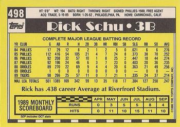 1990 Topps - Collector's Edition (Tiffany) #498 Rick Schu Back